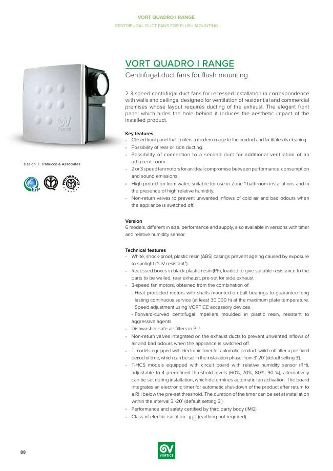 VORT QUADRO I catalogue cover
